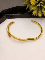 Nail Cuff Bracelet Gold Plated Snake Skin Texture with CZ Stones - Image 7