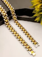 Two Tone Silver Gold CZ Stone Bracelet for Men – 10mm & 12mm - Image 6
