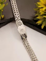 AP Logo Octagon Wheat Chain Silver Bracelet - Premium Men's Jewelry - Image 3