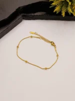 Gold Plated Beaded Chain Bracelet for Women – Adjustable Minimalist Design - Image 2