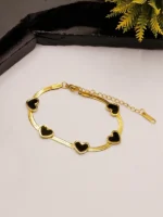Gold Plated Black Heart Chain Bracelet for Women - Image 2