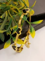 Gold Plated Black Heart Chain Bracelet for Women - Image 4