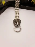 Luxury Double Lion Head Silver Bracelet for Men – Heavy Chain with Bold Ring Clasp - Image 4