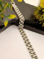 Silver CZ Stone Bracelet for Men – Heavy Block Link Chain with Sparkling Stones - Image 5