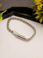 Bright Silver Braided Wheat Chain Stainless Steel Bracelet for Men