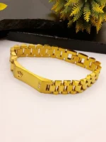 Rolex Inspired Gold Bracelet – President Style Link Chain with Crown & CZ Stones - Image 3