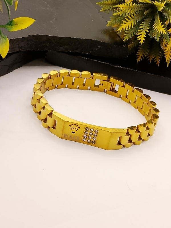 Diamond Accented Gold Rlx Bracelet Rolex Diamond Presidential Gold Bracelet - Luxury Men's Jewelry - Image 1