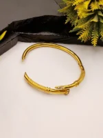 Nail Cuff Bracelet Gold Plated Snake Skin Texture with CZ Stones - Image 4