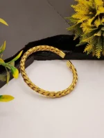 Gold Plated Braided Cuff Bracelet for Women – Wide Woven Design - Image 3