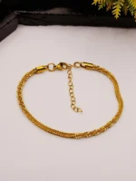 Gold Plated Double Row Chain Bracelet for Women – Adjustable Woven Design