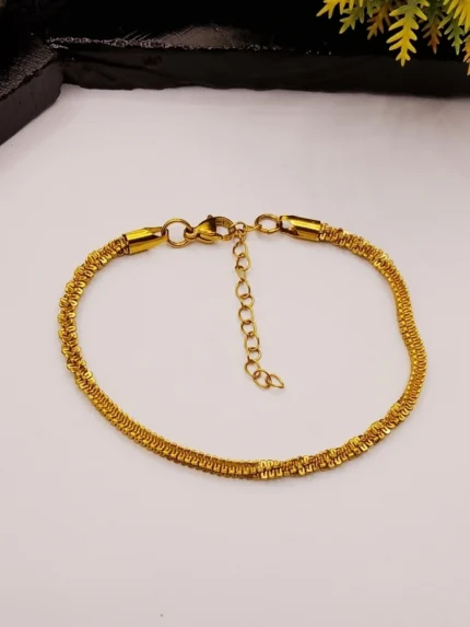 Gold Plated Double Row Chain Bracelet for Women – Adjustable Woven Design