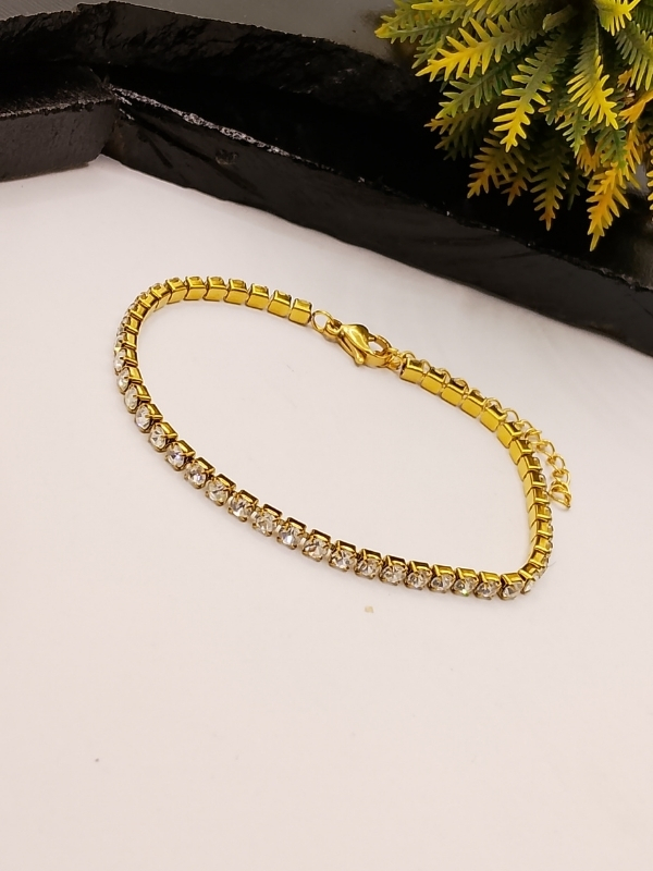 Gold Tennis Bracelet with CZ Stones Gold Tennis Bracelet with CZ Stones for Women - Image 1