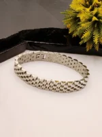 Double Row Silver Stainless Steel Bracelet for Men – 10mm & 12mm