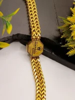 Rolex Engraved Oval Crown Gold Plated Curb Chain Bracelet - Image 4