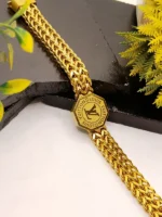 Luxury LV Signature Gold Bracelet - Square Wheat Chain for Men - Image 2