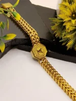 Luxury LV Signature Gold Bracelet - Square Wheat Chain for Men - Image 3
