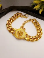 Lion Head 18K Gold Plated Cuban Chain Bracelet with Diamonds - Image 3