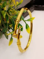 Nail Cuff Bracelet Gold Plated Snake Skin Texture with CZ Stones - Image 6