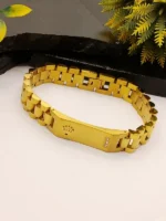Rolex Inspired Gold Bracelet – President Style Link Chain with Crown & CZ Stones