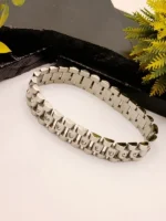 Silver CZ Stone Bracelet for Men – Heavy Block Link Chain with Sparkling Stones