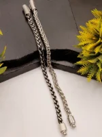 Matte Black Silver Braided Wheat Chain Stainless Steel Bracelet for Men - Image 5