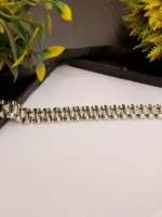 Silver CZ Stone Bracelet for Men – Heavy Block Link Chain with Sparkling Stones - Image 6