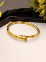 Nail Cuff Bracelet Gold Plated Snake Skin Texture with CZ Stones