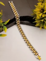 Two Tone Silver Gold CZ Stone Bracelet for Men – 10mm & 12mm - Image 7