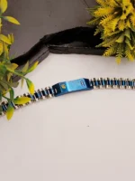 Silver Blue Two Tone Link Chain with Gold Crown - Image 6