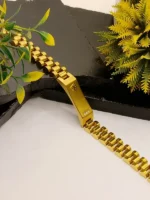 Rolex Inspired Gold Bracelet – President Style Link Chain with Crown & CZ Stones - Image 5