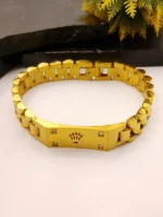 Rolex Square Crown Gold Plated Bracelet with 4 Diamond Corners