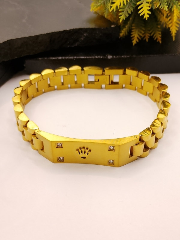 Rolex Square Crown Gold Bracelet Rolex Square Crown Gold Plated Bracelet with 4 Diamond Corners - Image 1