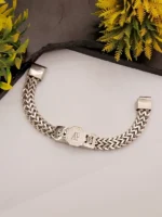 AP Logo Octagon Wheat Chain Silver Bracelet - Premium Men's Jewelry - Image 4