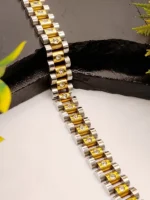 Two Tone Silver Gold CZ Stone Bracelet for Men – 10mm & 12mm - Image 4