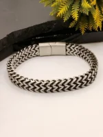 Luxury Silver Byzantine Chevron Link Bracelet for Men