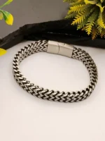 Luxury Silver Byzantine Chevron Link Bracelet for Men - Image 2