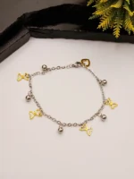 Silver Plated Butterfly & Heart Charm Bracelet for Women - Image 2