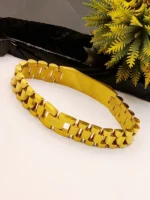 Gold Gucci Style Logo Stainless Steel Bracelet for Men with CZ Stones - Image 3