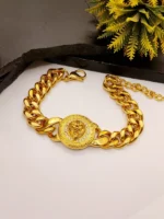 Lion Head 18K Gold Plated Cuban Chain Bracelet with Diamonds - Image 2