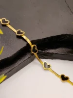 Gold Plated Black Heart Chain Bracelet for Women - Image 6