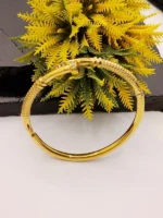 Nail Cuff Bracelet Gold Plated Snake Skin Texture with CZ Stones - Image 5