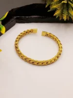 Gold Plated Braided Cuff Bracelet for Women – Wide Woven Design - Image 4