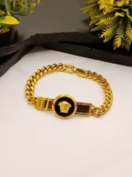 Premium Medusa Greca Cuban Chain Bracelet Gold Plated - Image 3