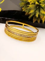 5 Line Gold Cuff Bracelet with CZ Stones