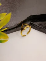 Gold Plated Heart Hands Ring – Adjustable Open Cuff Ring with Hugging Hands Design - Image 4