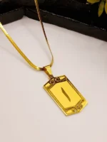 Gold Arabic Letter "Alif" (ا) Pendant Necklace for Men – Elegant Rectangular Pendant with Snake Chain - Image 2