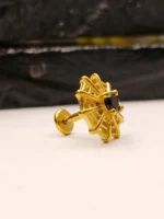 Gold Black Spider Web Nose Stud for Women – Black Stone Spider Web Design Nose Piercing - Image 2
