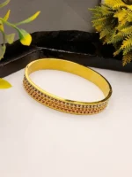Luxury Gold Plated Bangle with Beaded Design