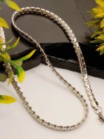 Men's Classic Box Link Silver Chain – Polished Square Link Necklace with Mirror Shine