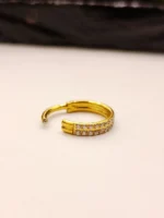Gold Double Row CZ Nose Ring for Women – Double Line Sparkling Stone Nose Hoop - Image 3